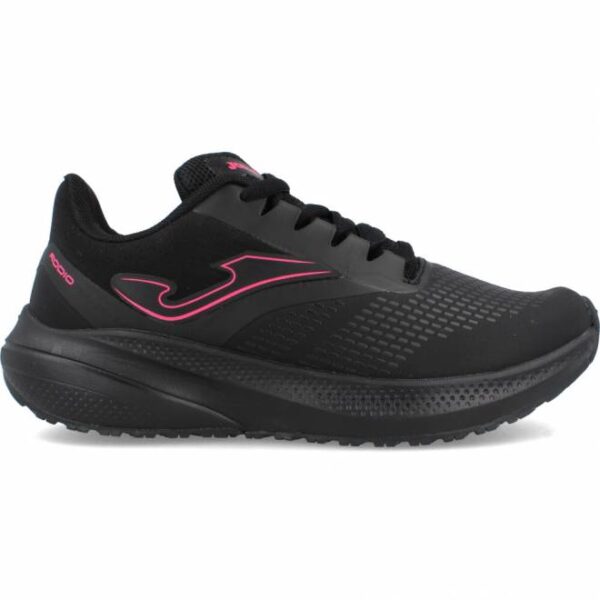 Zapatillas de running para mujer en color negro de la marca Joma.   Pensadas para corredores de menor peso que necesitan un extra de impulso, con excelente amortiguación.   flavisport